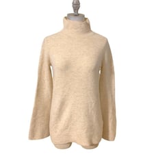 Club Monaco Heathered Brown Mock Turtleneck Sweater Bell Sleeves Size Small