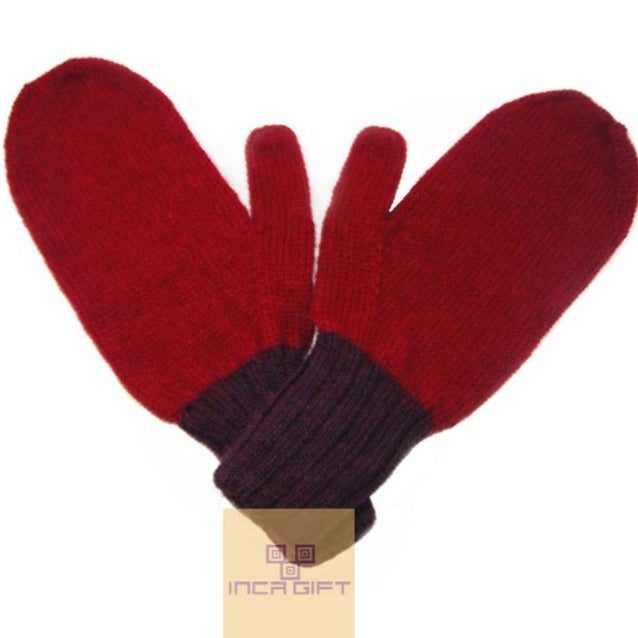 Red-Purple Handmade Alpaca Mittens