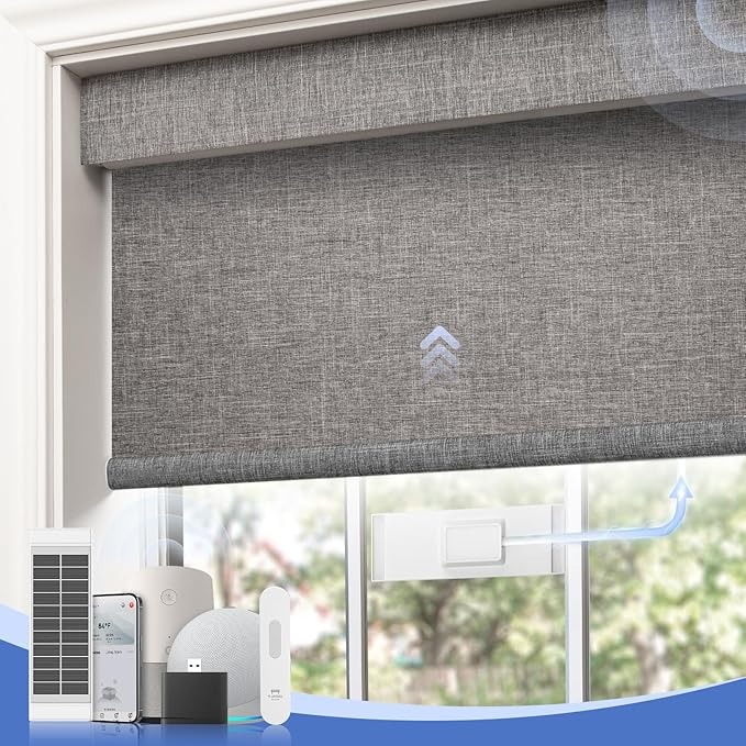 NEW Motorized Blinds with Remote,Rechargeable Roller Shades,100% Blackout