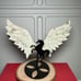 Caribbean Calcite Unicorn Pegasus Wing Crystal Stone Carving Stand Set