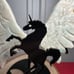 Caribbean Calcite Unicorn Pegasus Wing Crystal Stone Carving Stand Set