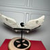 Caribbean Calcite Unicorn Pegasus Wing Crystal Stone Carving Stand Set