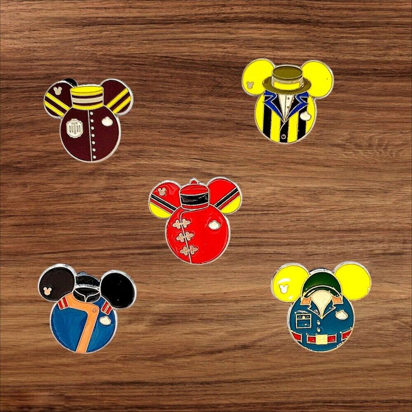 5 Mickey Head Ride Disney Parks Trading Pins, Plus 2 Bonus Pins