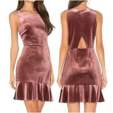 Rebecca Minkoff Tiffany Mauve Velvet Ruffle Hem Sleeveless Sheath Dress Size 4