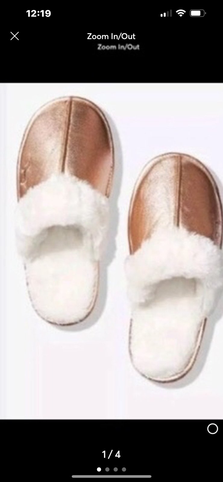 Vs pink sherpa slides gold metallic lg rare