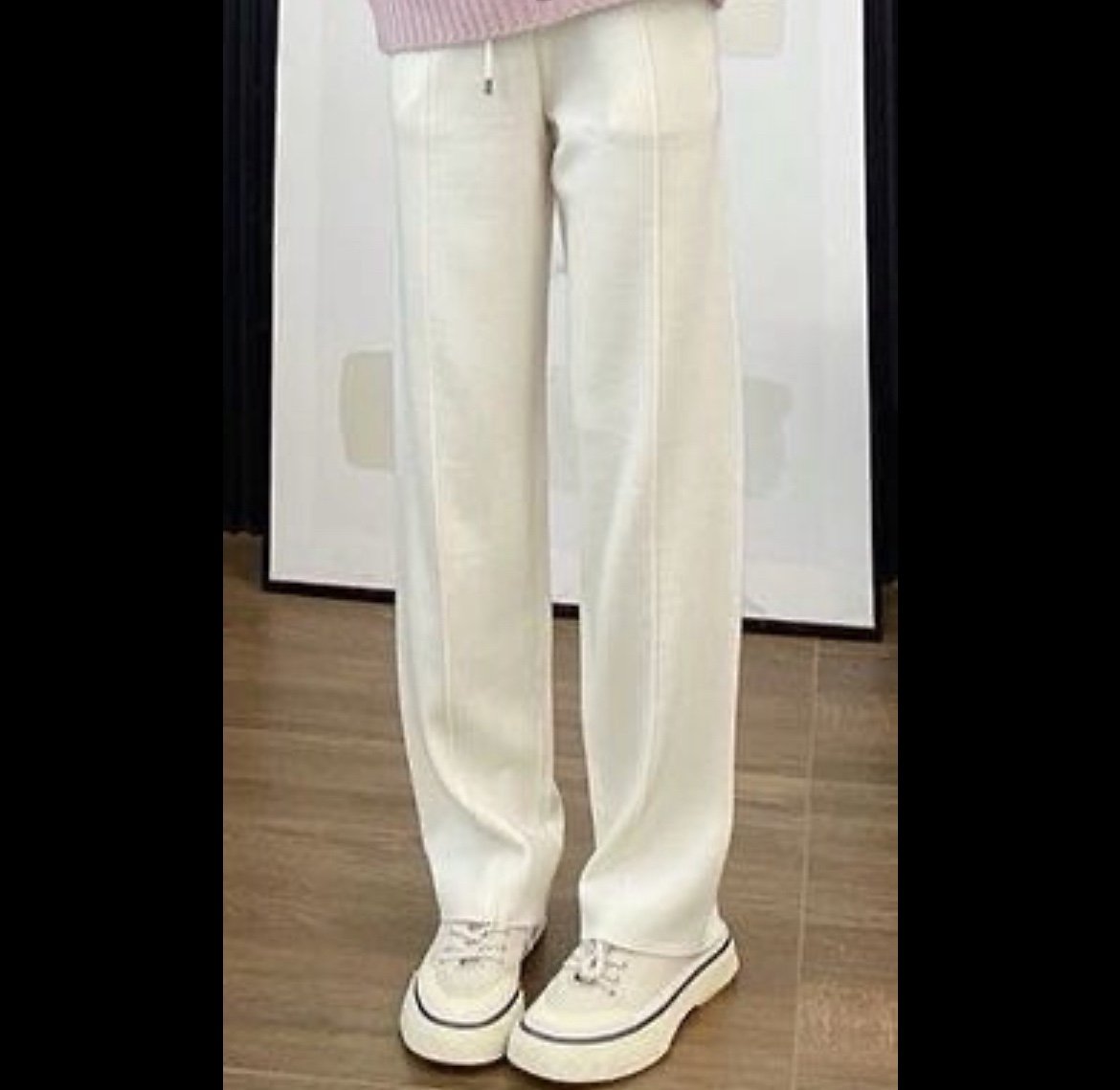 merino superfine 120S wool knit wide leg pant