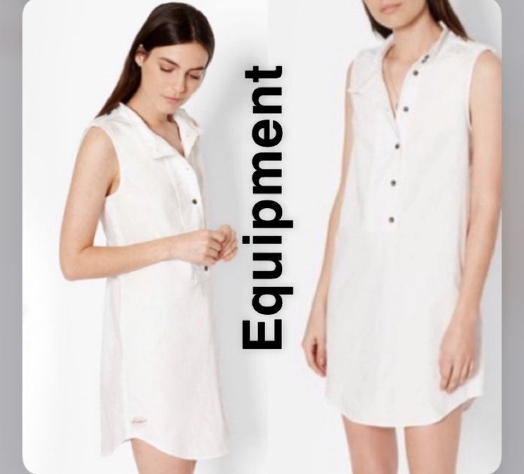 Equipment dress shirt Freda Distressed White Denim dress