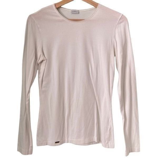 La Perla White Round neck Long Sleeve Top in Size Small