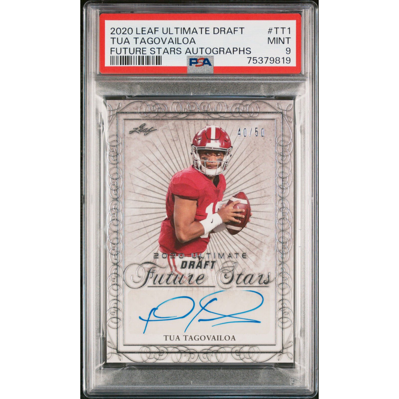 2020 Tua Tagovailoa Leaf Ultimate Draft Future Stars SP #'d /50 Auto RC PSA 9 MT