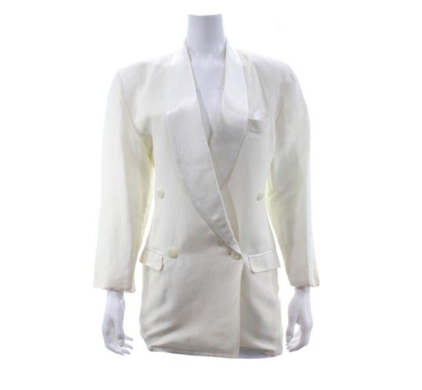 JIL SANDER Ivory Linen Blend Blazer US 2