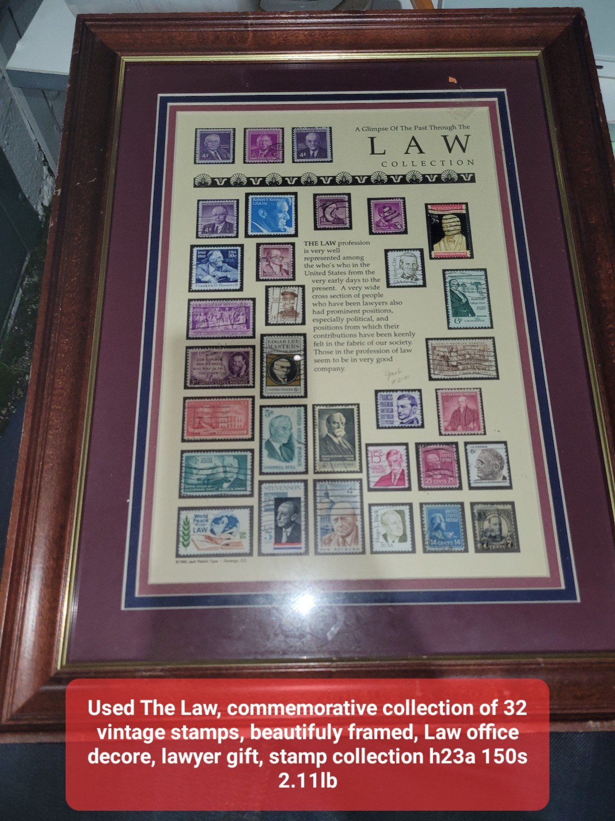 Professional PhotographUsed The Law, commemorative collection of 32 vintage stam