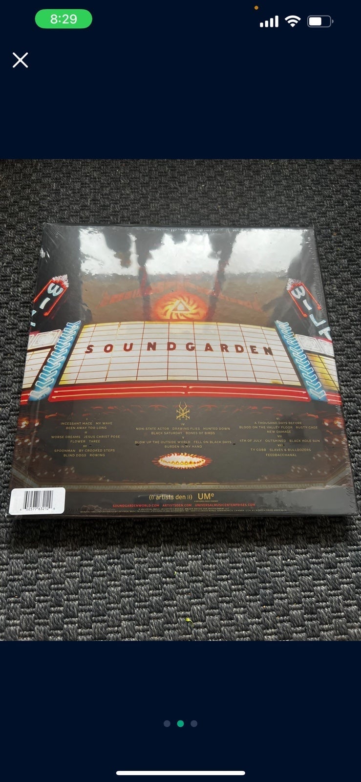 Soundgarden colored vinyl Live from the Artists Den