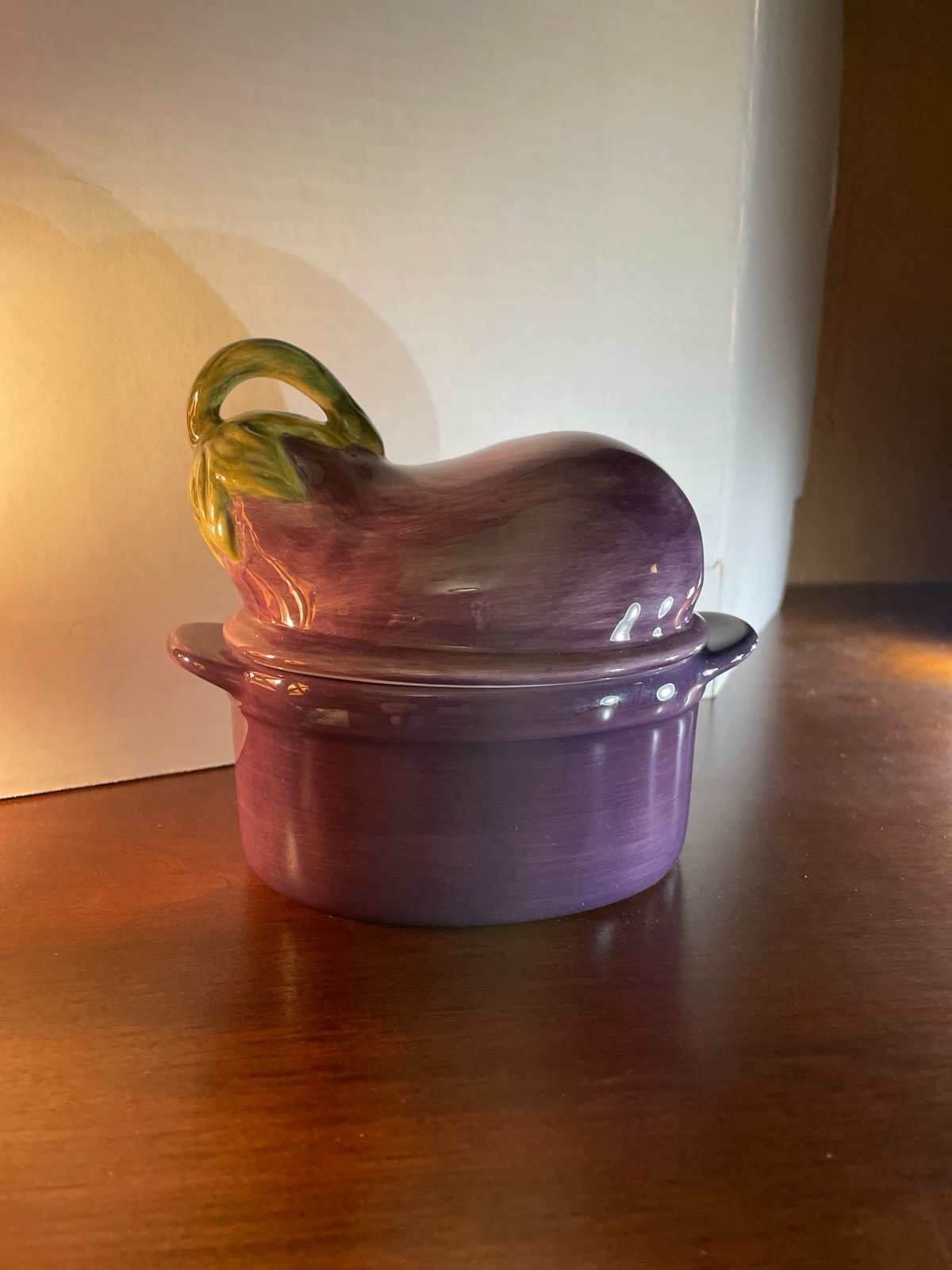 Philippe Richard handcrafted hand painted veggie casserole vintage eggplant dish