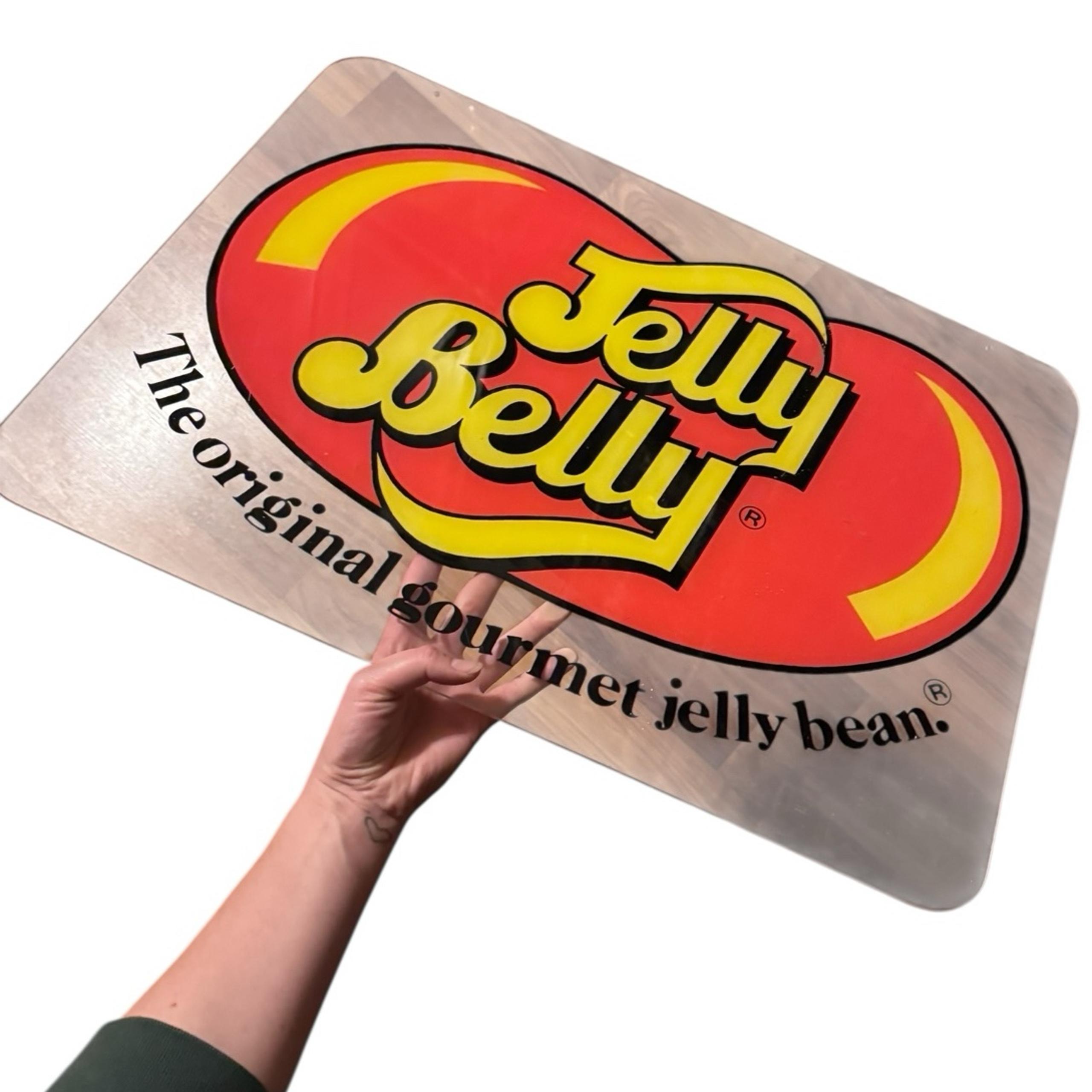 Vintage clear Jelly Belly Jelly Bean sign for home decor / retro collector