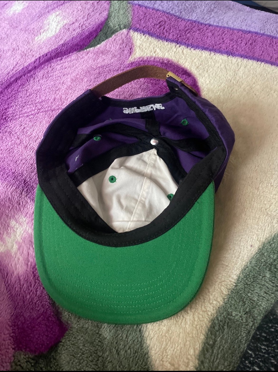Supreme FW16 Two Toned green and purple S Logo 6 panel hat