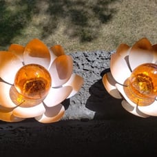 Solar Light Outdoor(2Pack) , Art Crackle Globe Glass Lotus Decoration