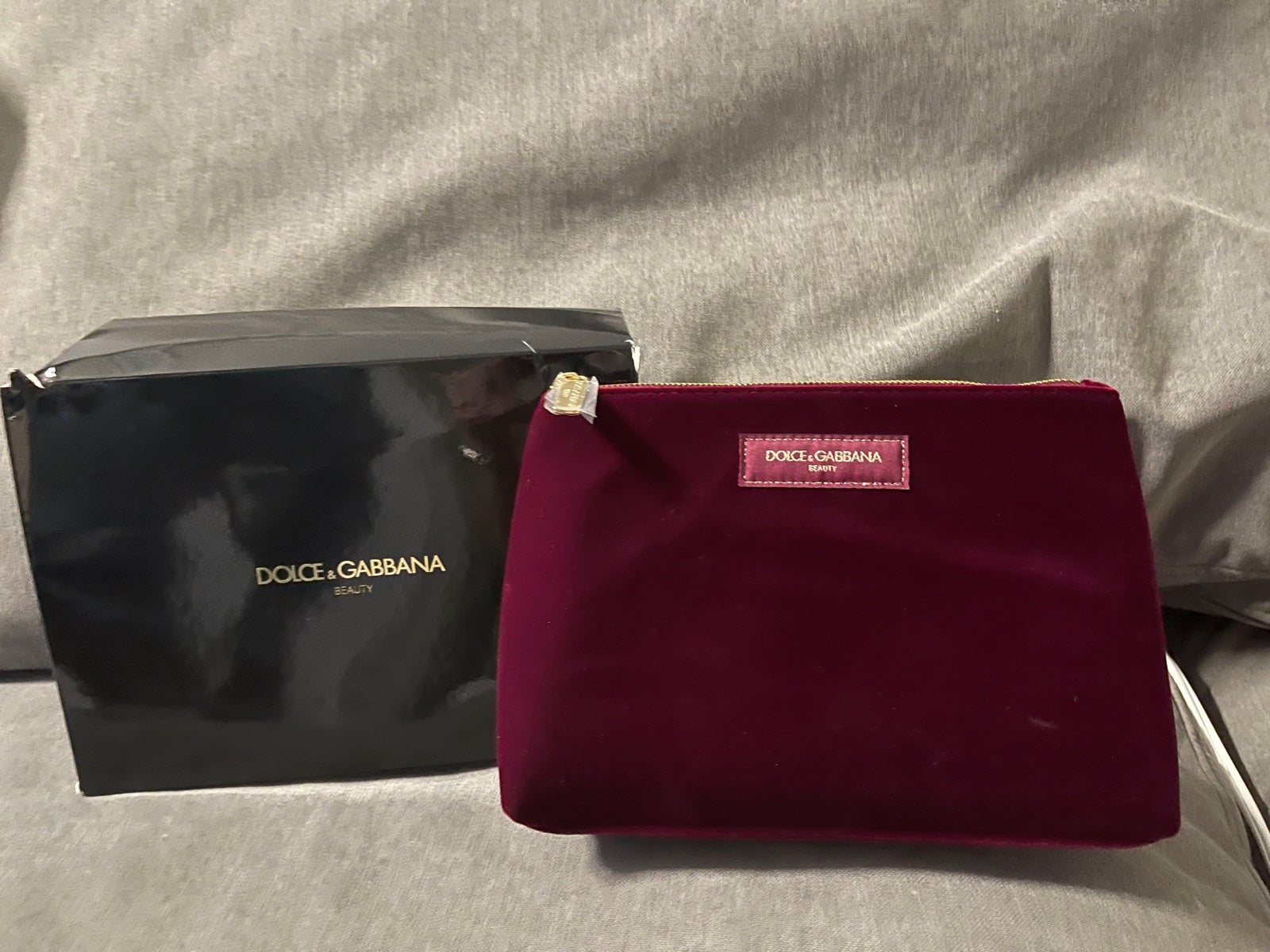 SOLD Authentic D&G beauty bag burgany velvet bag!