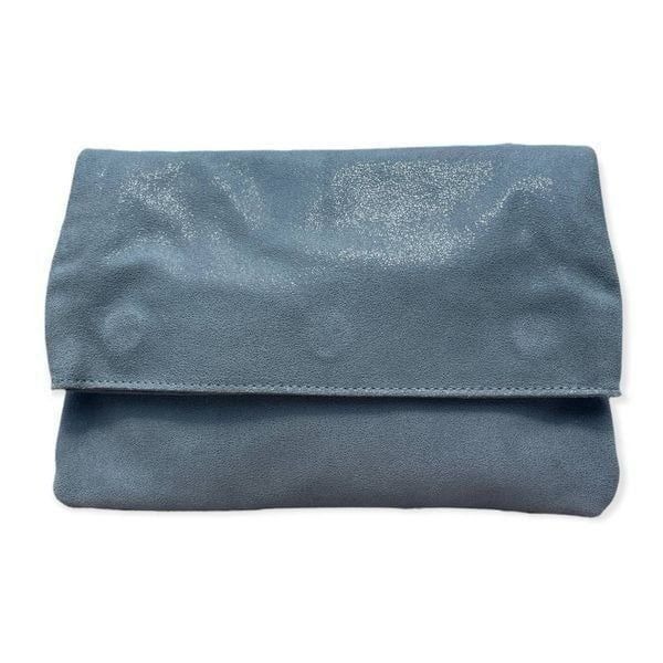 Moda Luxe Gray Silver Leather Magnetic Handbag Clutch