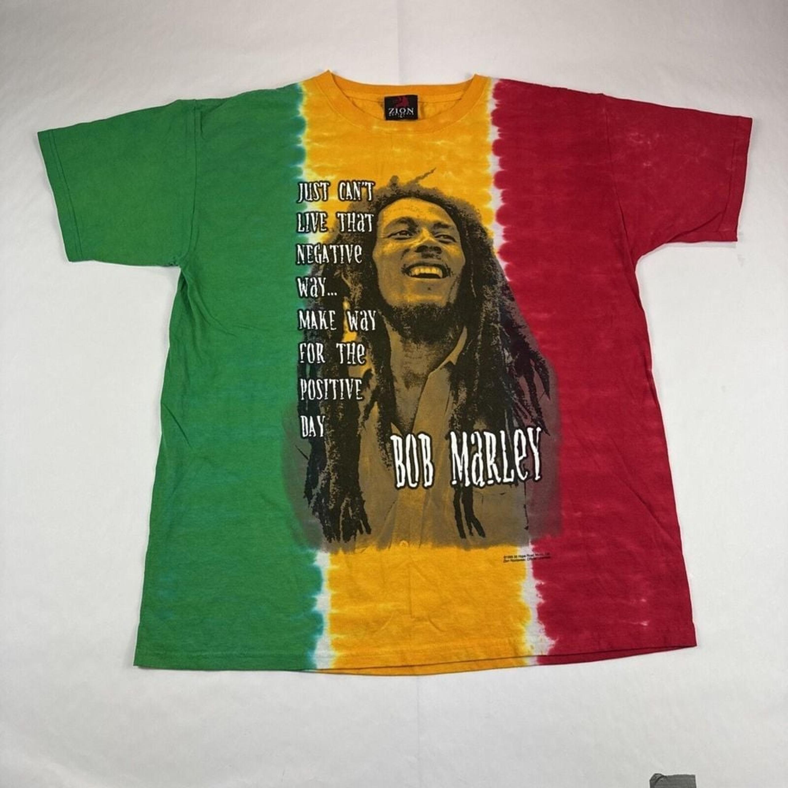 Bob Marley Tie Dye Shirt Men L Zion 1999 Short Sleeve Reggae Jamaica Y2K 90s Vtg