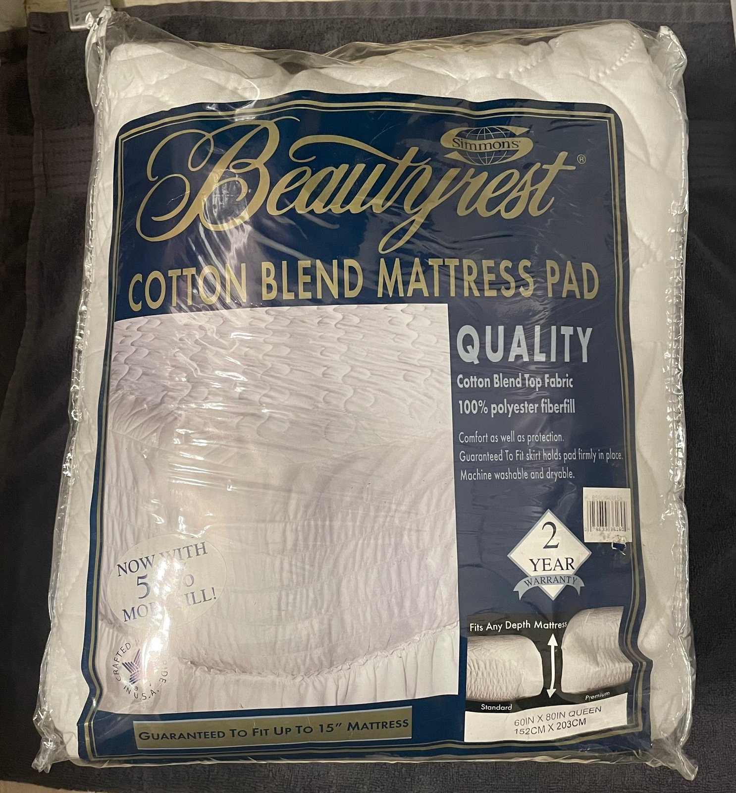 Simmons Beauty Rest QUEEN MattressPad NEW