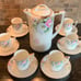 Nippon Chocolate Pot Set, 6 Cups & Saucers Hand Painted Pink Roses Floral w/Gold