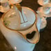 Nippon Chocolate Pot Set, 6 Cups & Saucers Hand Painted Pink Roses Floral w/Gold