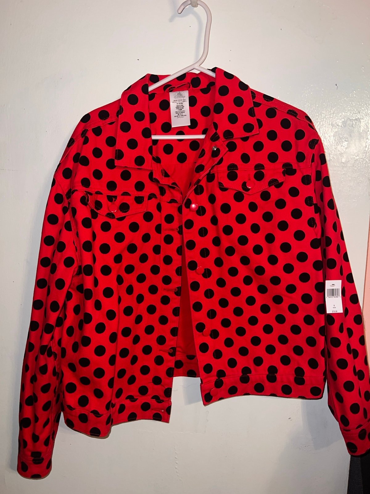Red with black polkadots, Minnie mouse Jean jacket