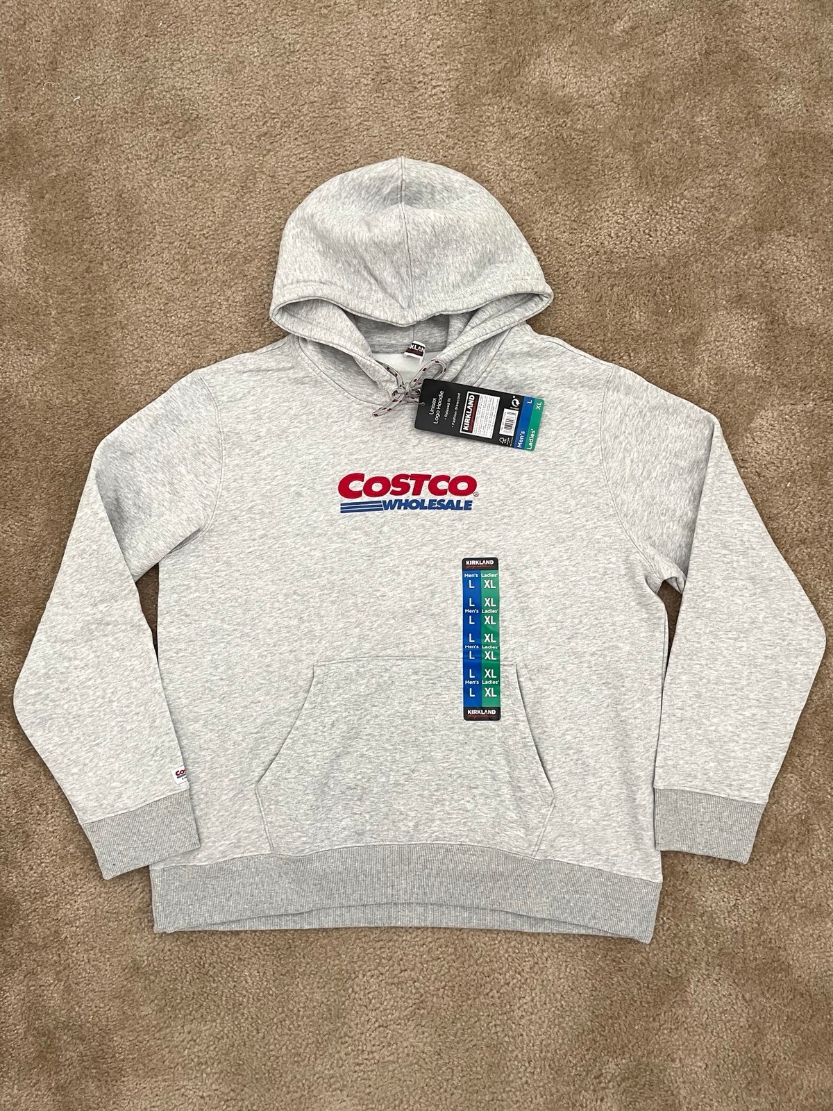 New Costco Wholesale Hoodie Embroidered Gray Grey Sz XS-XXXL