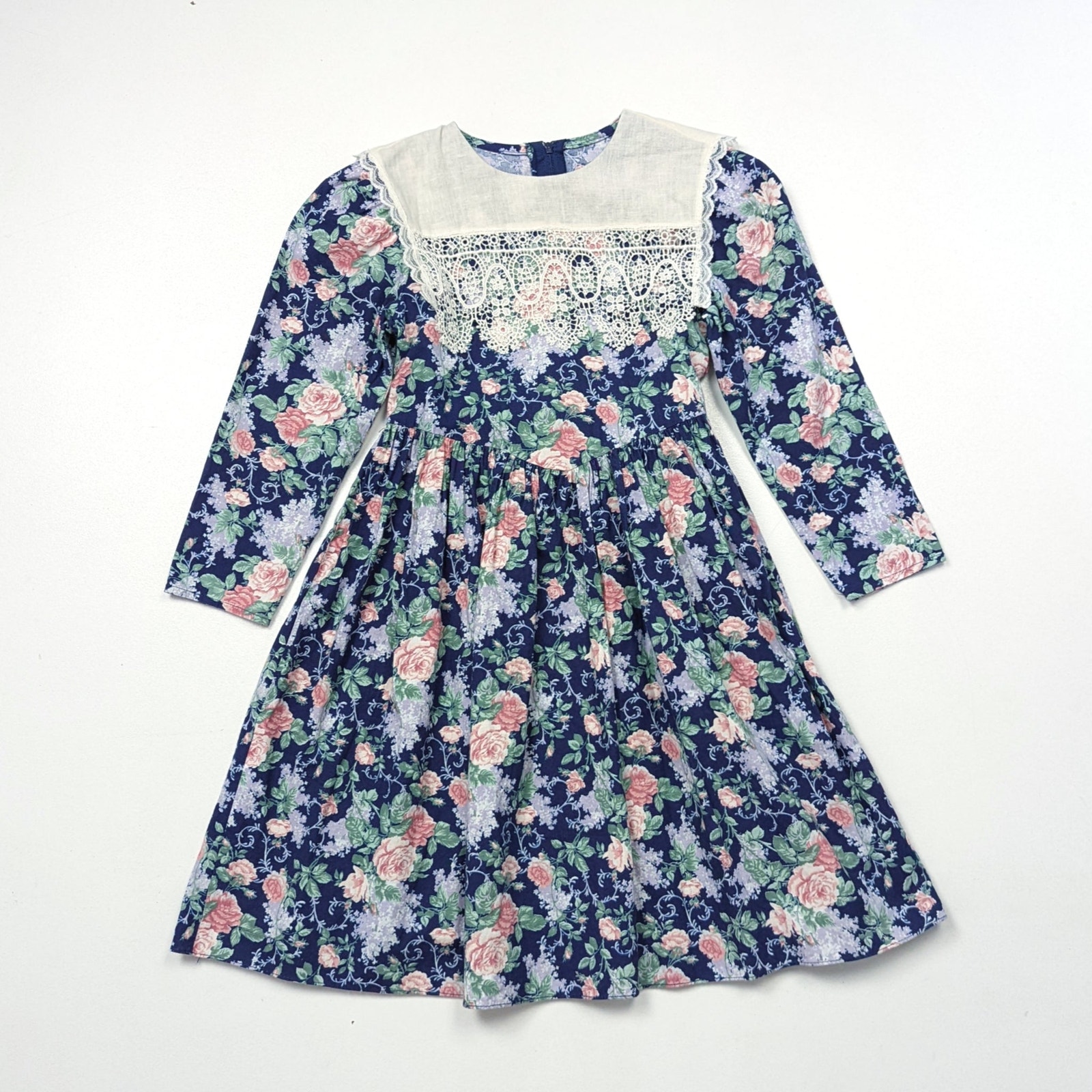 Vintage Jessica McClintock Gunne Sax Dress Girls Size 6 Floral Bib