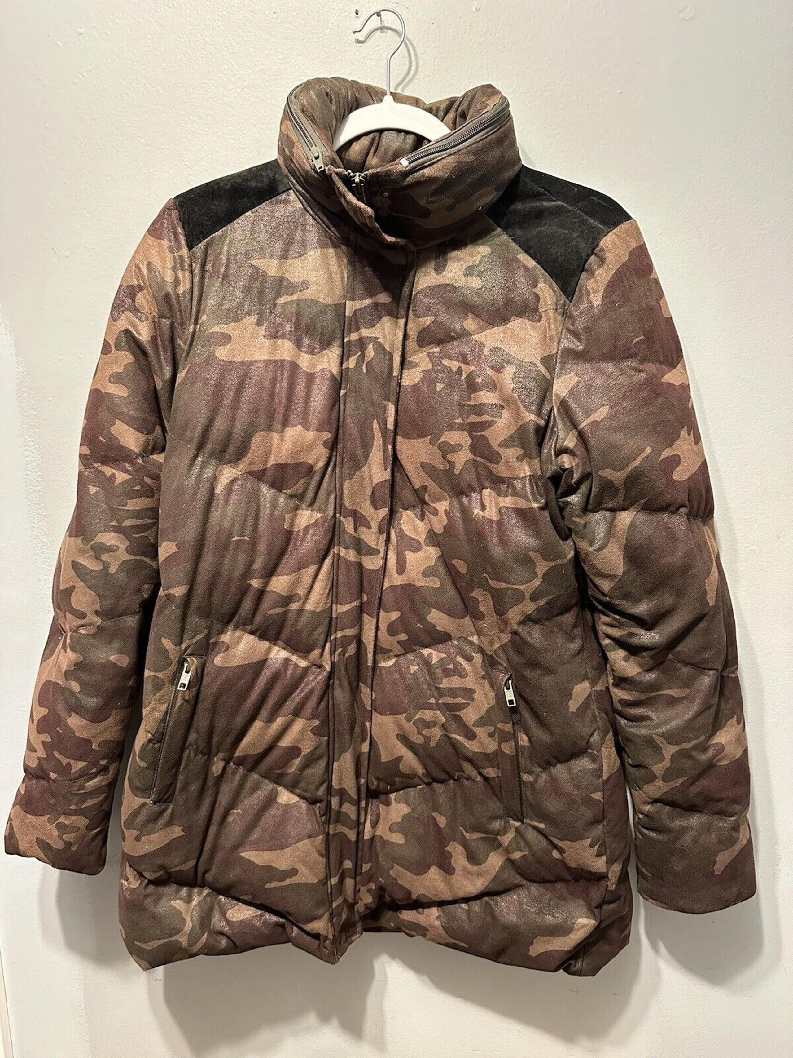 Hunting Jacket Camo Goose Down Hooded Puffer Mens Sz M Coat - Orvis