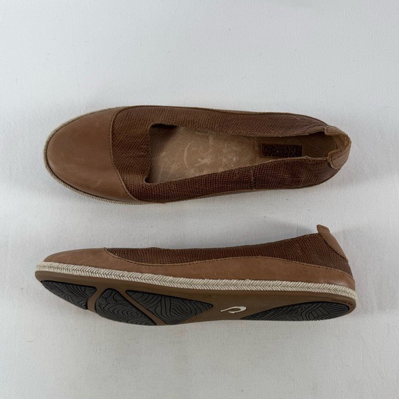 Olukai Lino Leather Espadrille Slip On Shoes in Brown Size 8.5