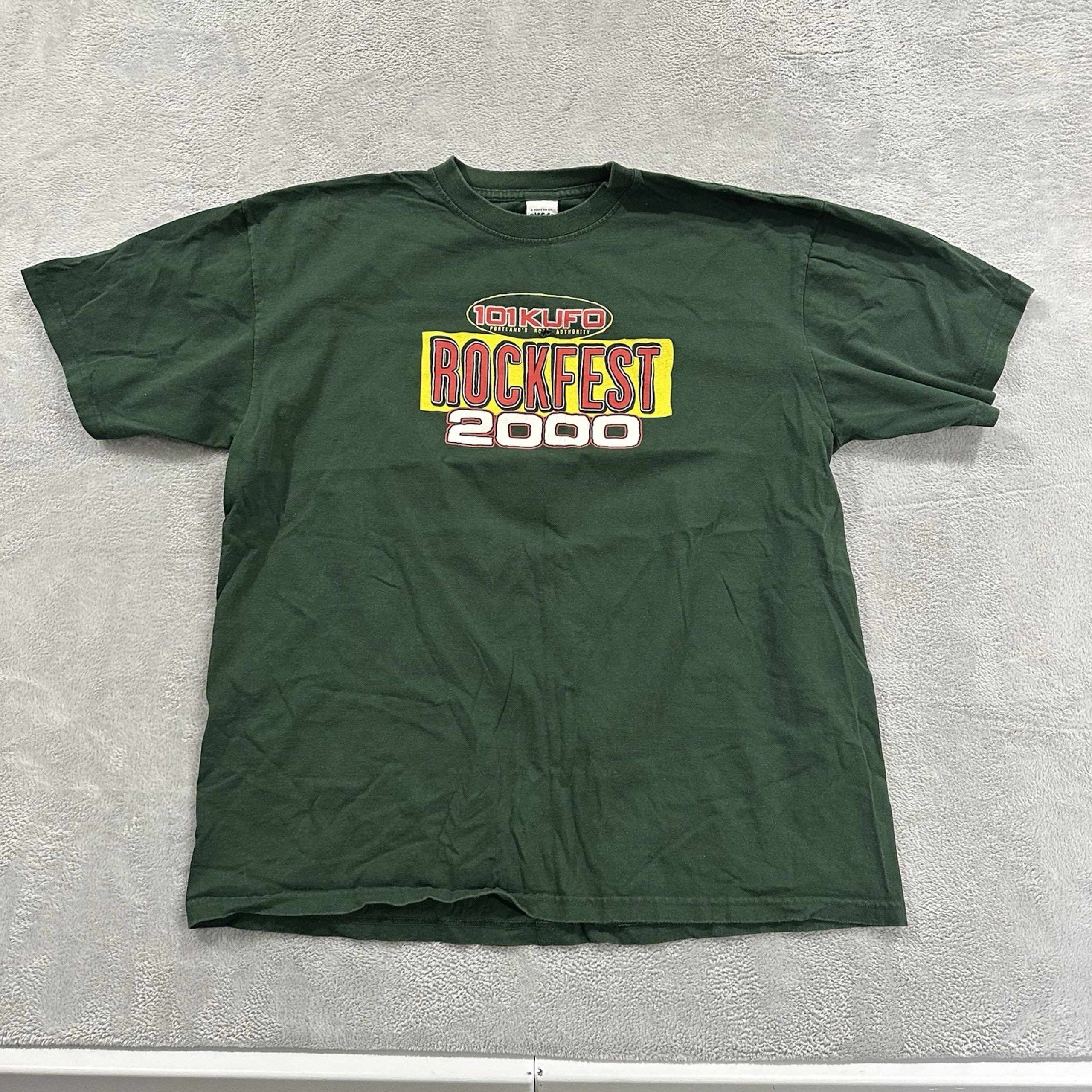 Rainforest Cafe USA Made Y2K Tee Tshirt Green Men XL Rockfest 2000 Vintage