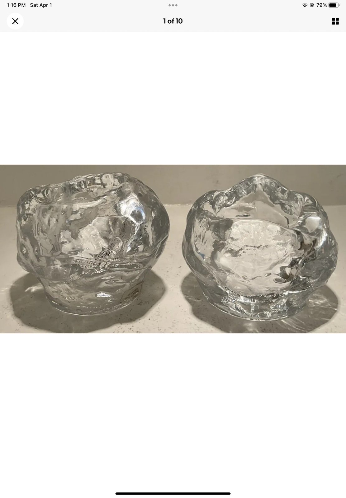 Kosta Boda Crystal Glass Snowball Votive Candle Holders