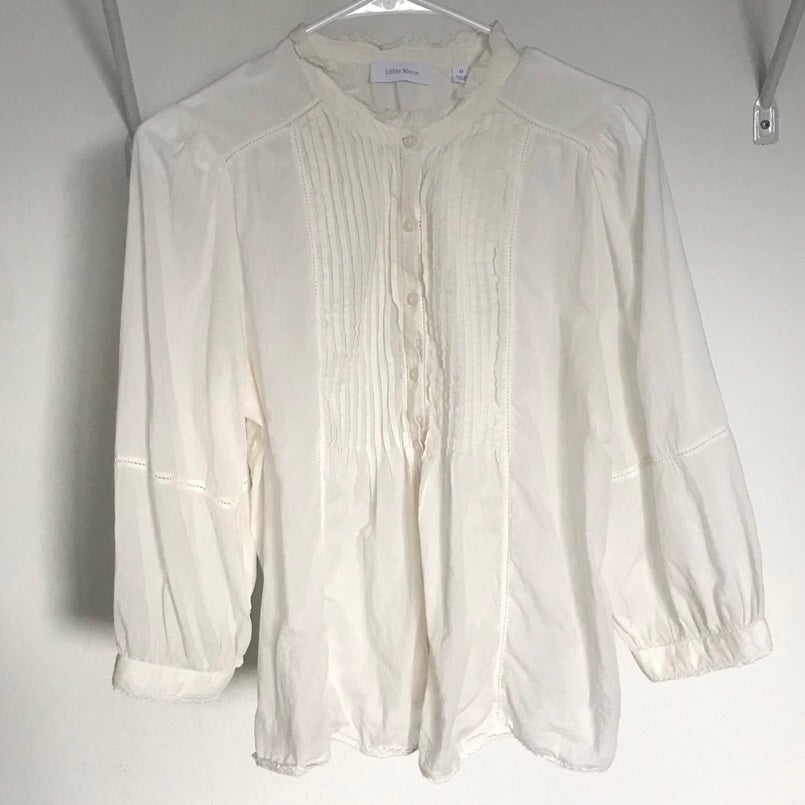 Aritzia Littlemoon Emy Blouse pleated hot button up shirt