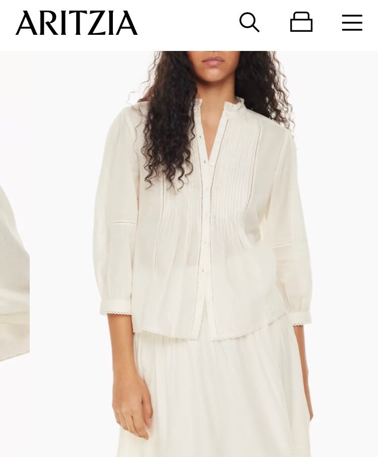 Aritzia Littlemoon Emy Blouse pleated hot button up shirt