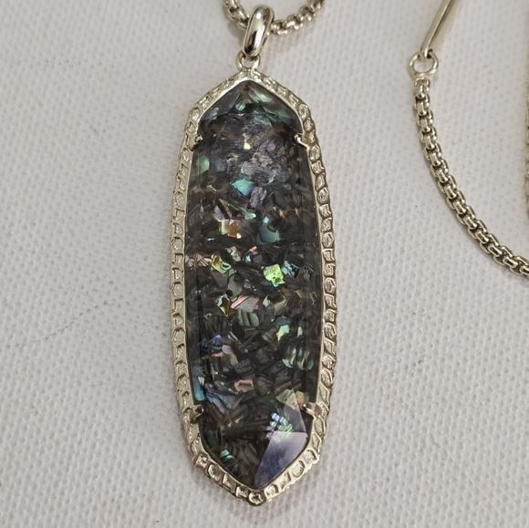 Kendra Scott Layden Necklace in Crushed Abalone Shell Gold Chain Rare HTF