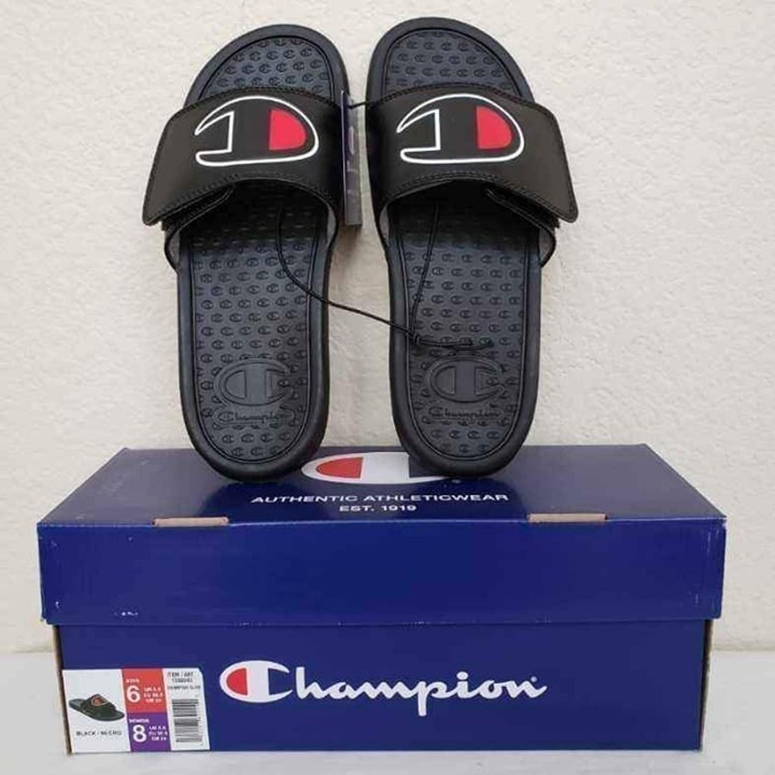 New Champion Unisex Slides Sandals Black Men's Size 6 (Women's Size 8)