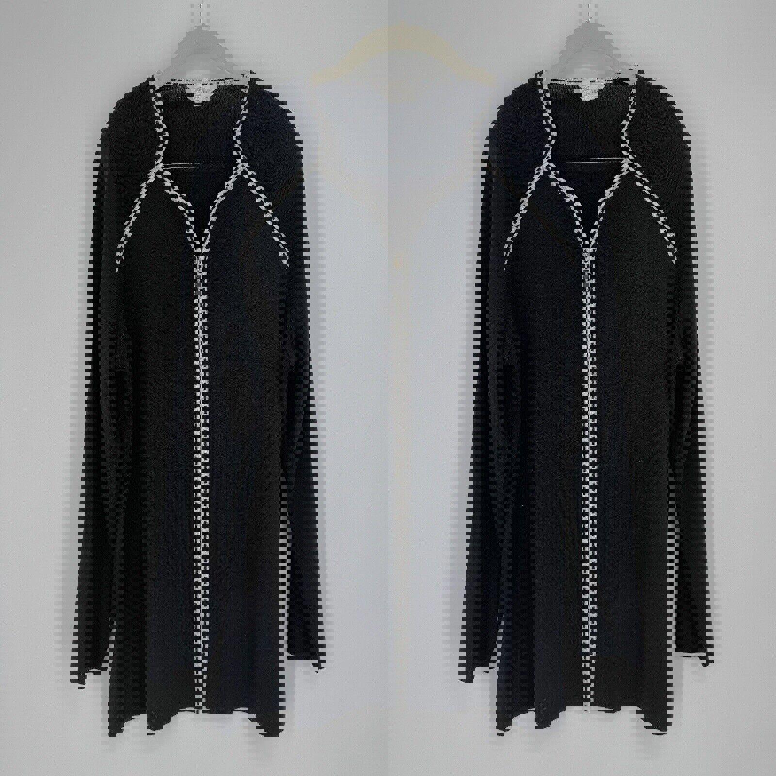 Misook Cardigan sweater jacket womens large L black full zip modest career work
