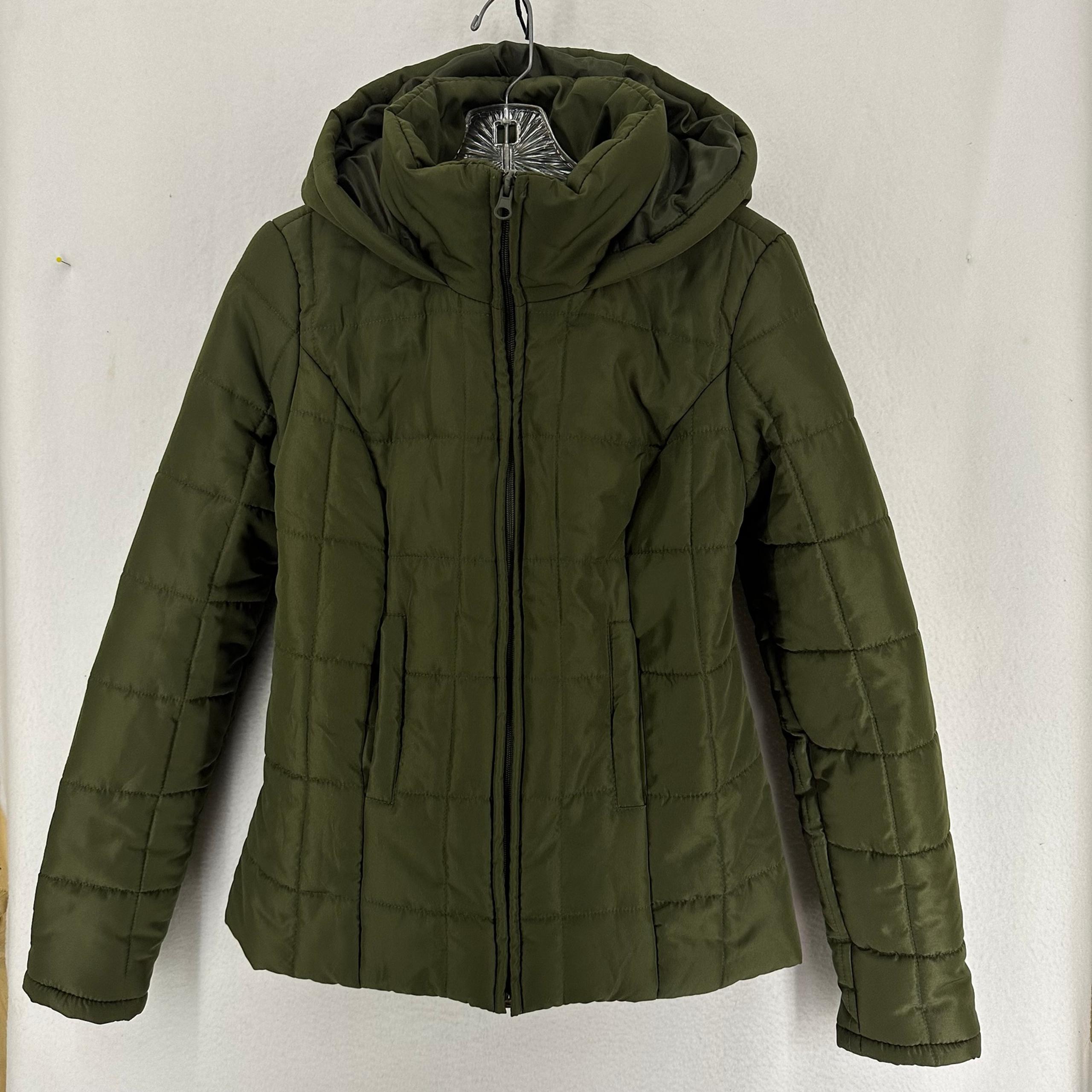 New York And Company Puffer Hooded Full Zip Winter Jacket Women’s Small Green