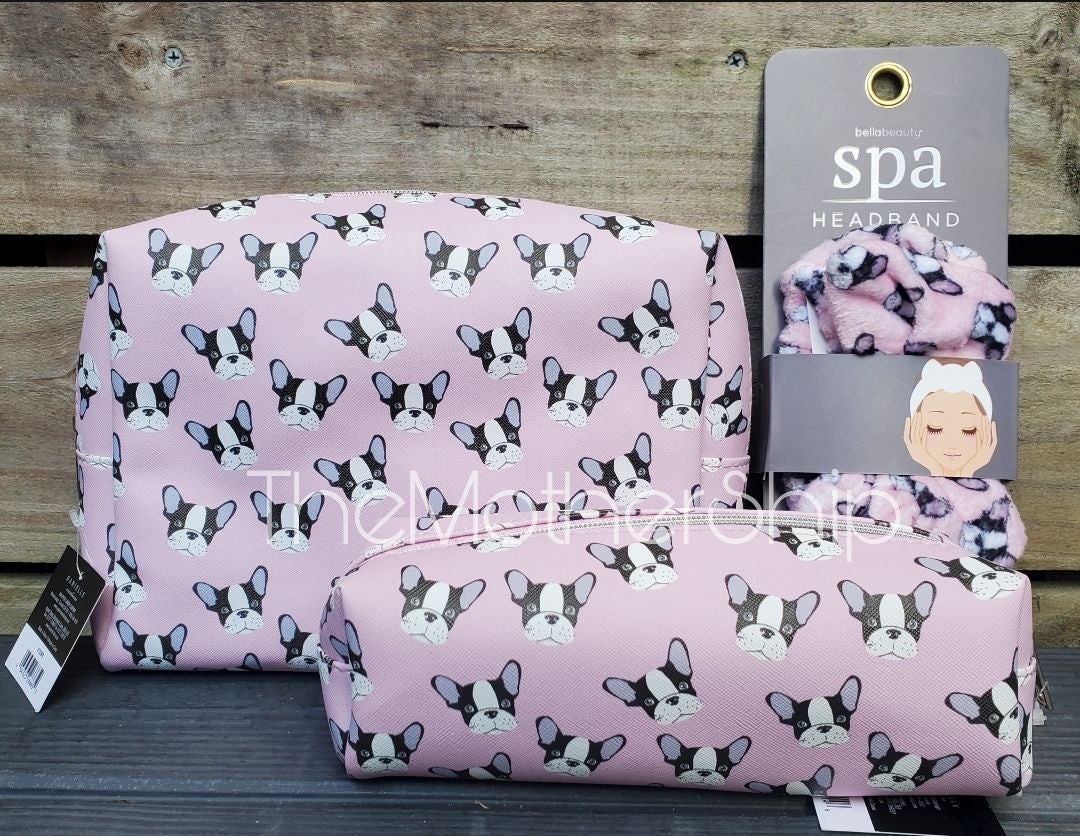 Boston Terrier Cosmetic Bags + Headband