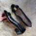 Salvatore Ferragamo Black Crocodile Patent Leather Vara Bow Block Heel Pumps 8