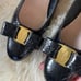 Salvatore Ferragamo Black Crocodile Patent Leather Vara Bow Block Heel Pumps 8