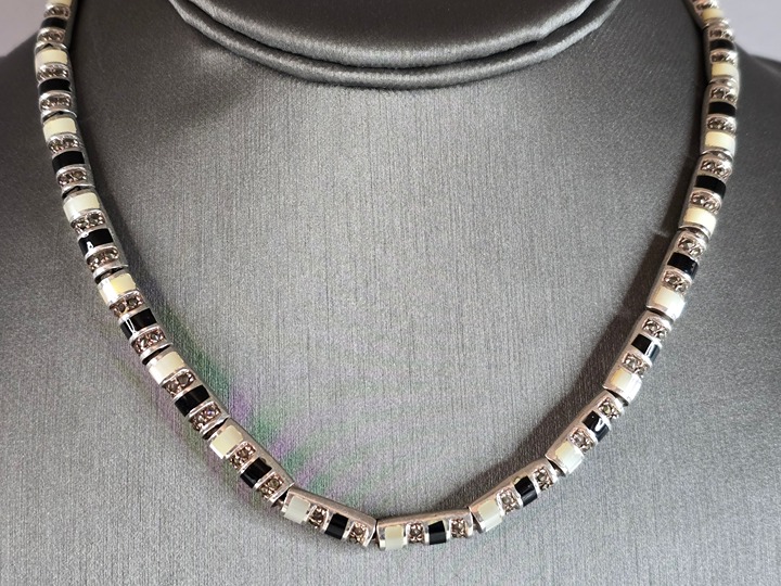 Womens Vintage Estate Sterling Silver Deco Style Necklace 54.8g E7634