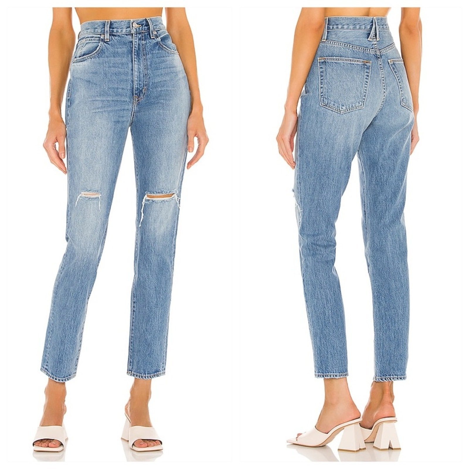 NEW SLVRLAKE Beatnik High Rise Slim Jeans (Sz 26) Distressed Trouble Maker