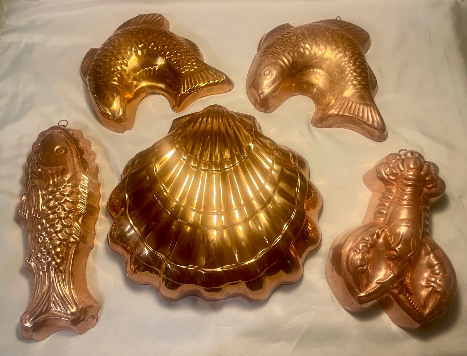Lot of 5 Vintage Collectible Copper Jello Molds
