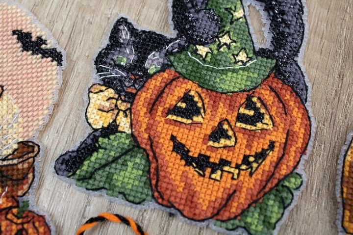 Count cross stitch kit on plastic canvas with 8 patterns.
