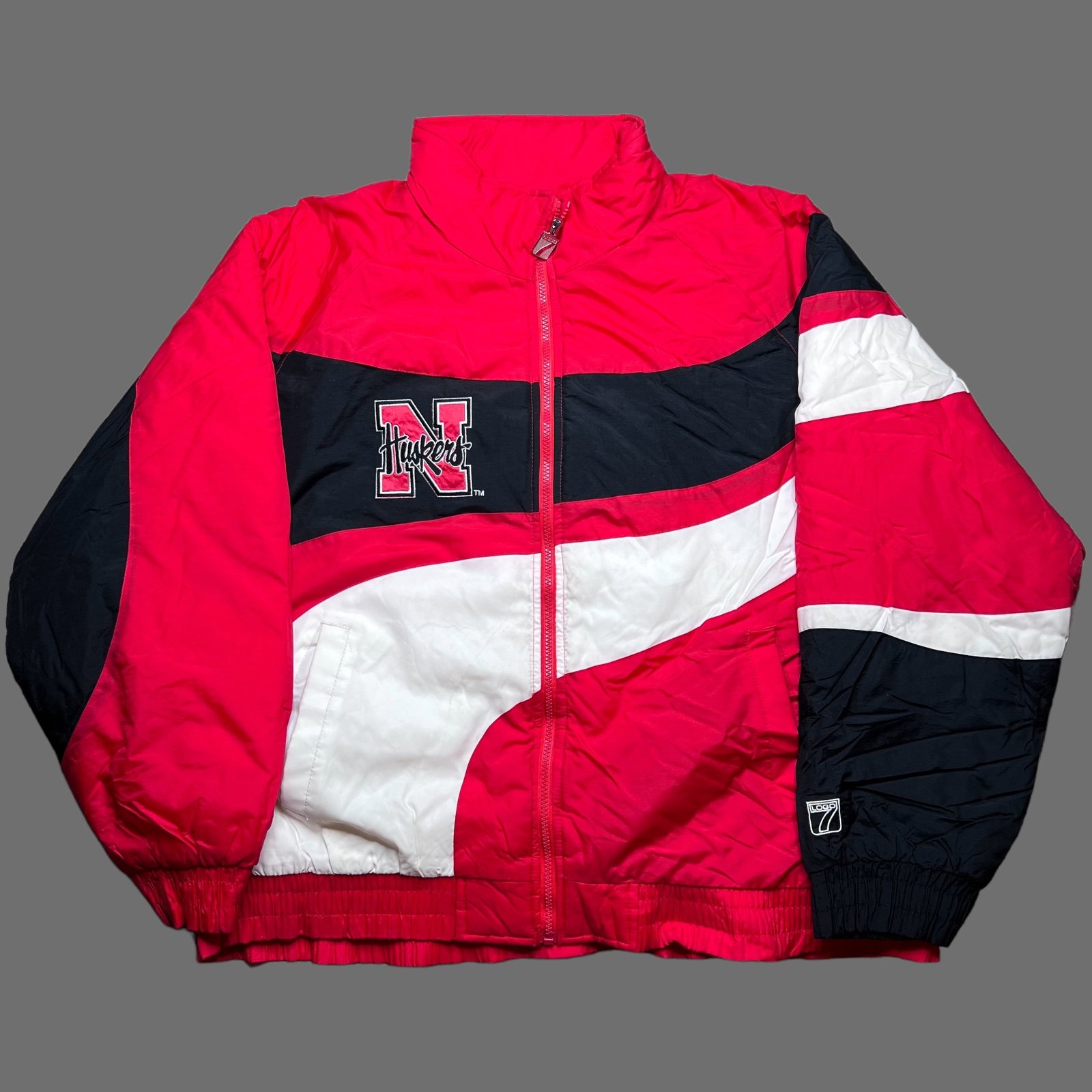 Vintage 1990s NCAA Nebraska Cornhuskers Logo 7 Puffer Zip Up Jacket