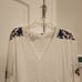 Free People Te Amo White Boho Dress Flowy Sleeves Embroidered Flowers Size S