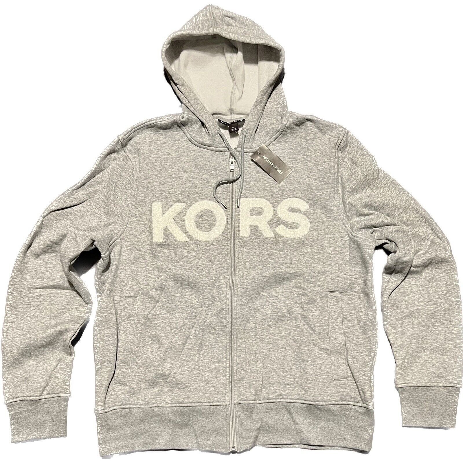 Michael Kors Full Zip Spellout Hoodie Jacket Mens size XL Chenille MK Logo