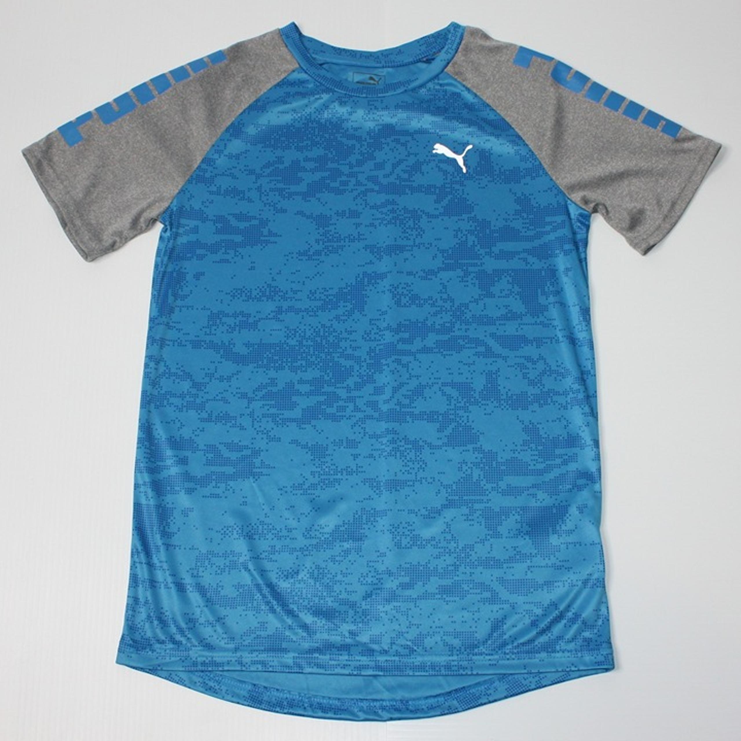 Boy's Blue & Gray Athletic T Shirt Top Tee size L - PUMA